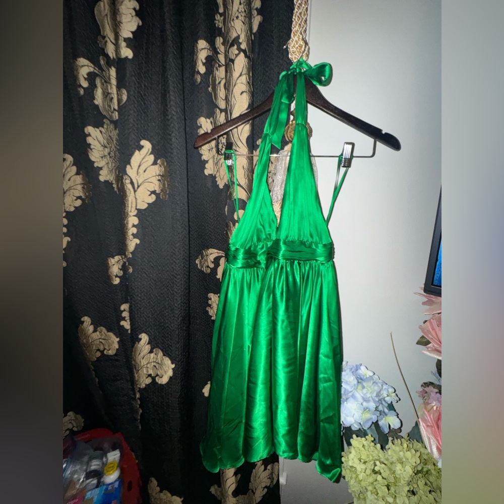 New -Alice & Olivia Green Silk Dress- size xs